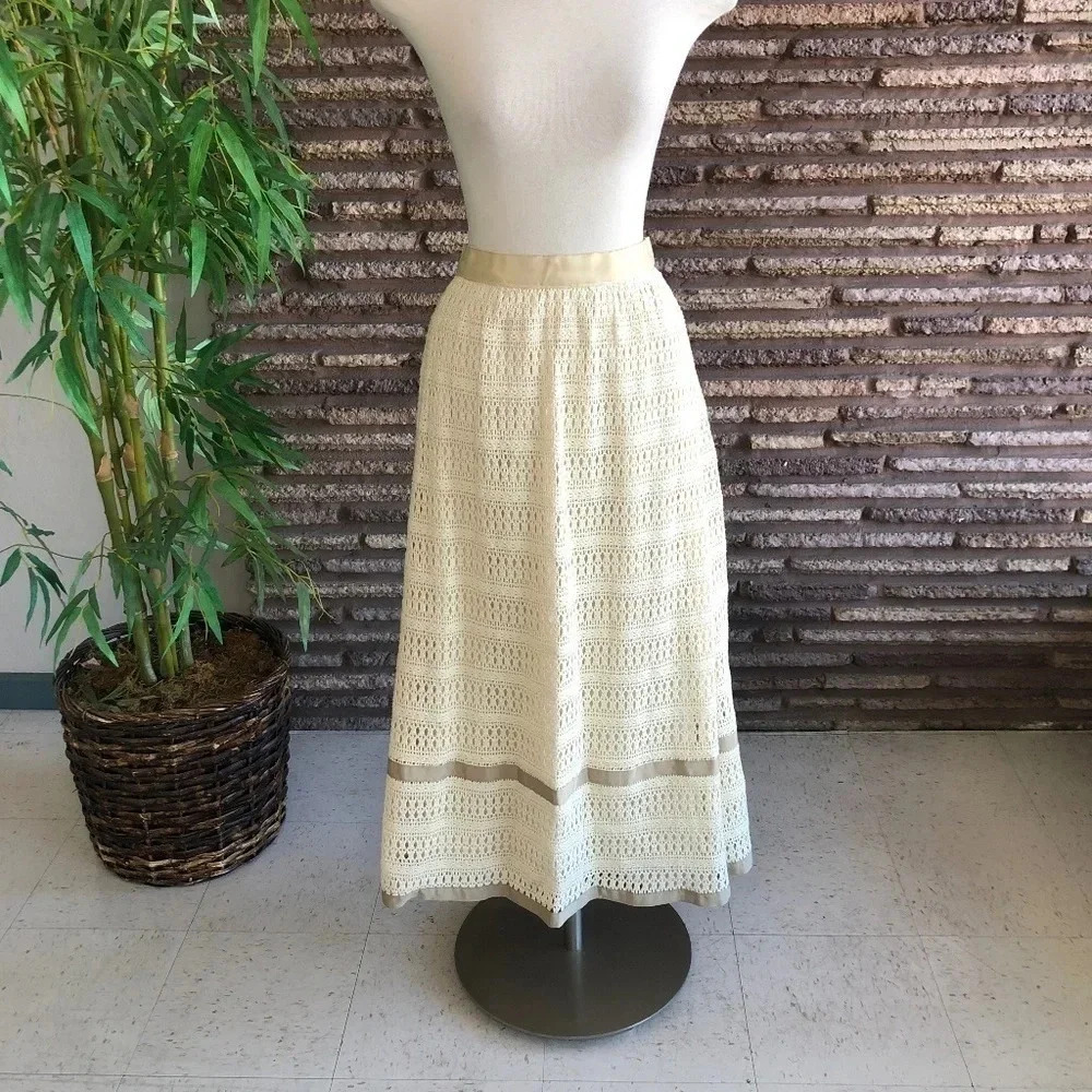 Vintage Cream Maxi Skirt